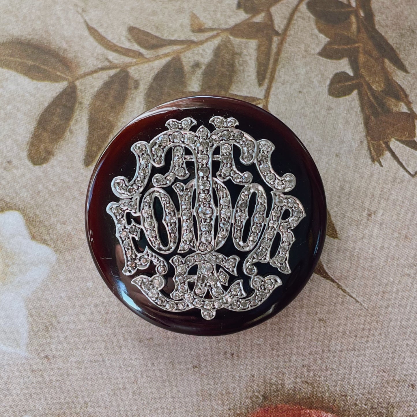 Edwardian 14k Yellow Gold, Platinum, Diamond, and Agate Mourning Brooch