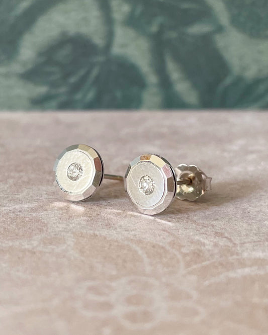 Art Deco 18k White Gold and Diamond Stud Earrings