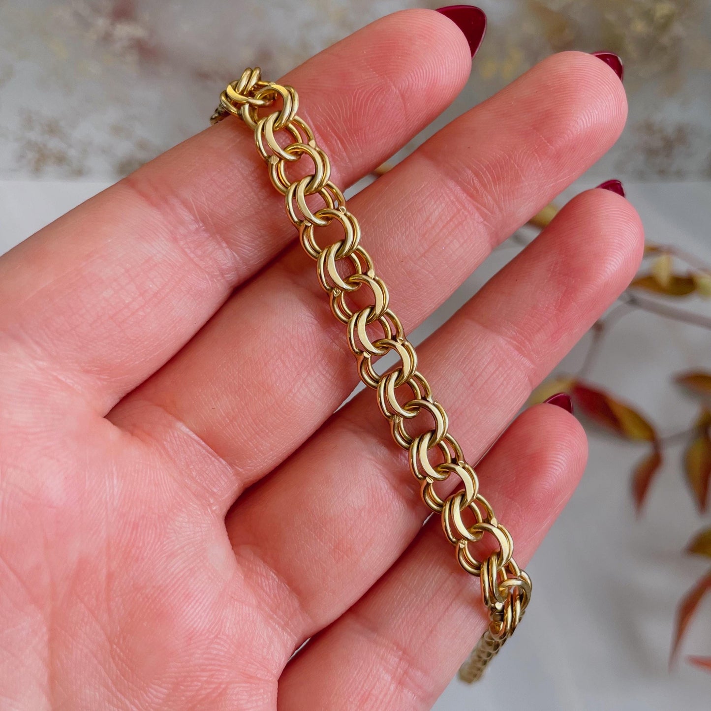 Mid-Century POM Reuben Pomerantz Jewelry Co. Inc. 14k Gold Double-Link Bracelet