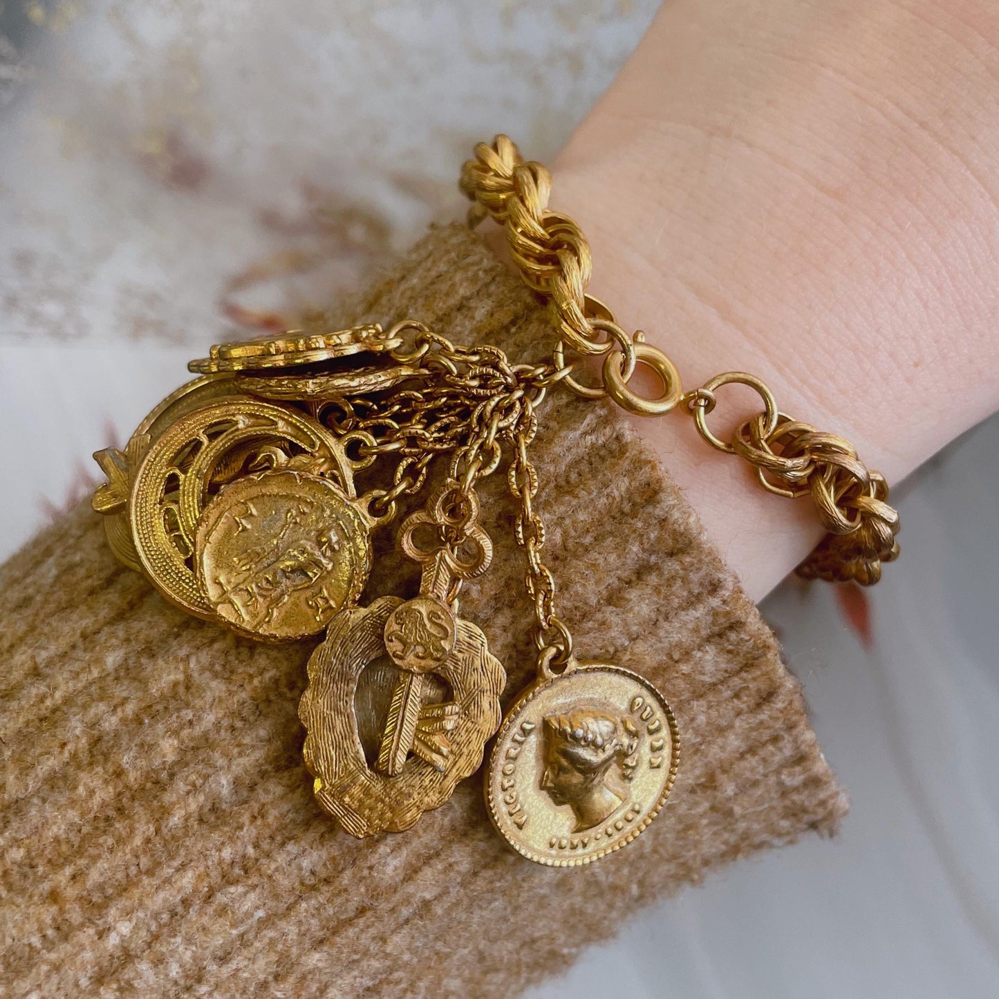 Mid-Century Goldtone Charm Bracelet