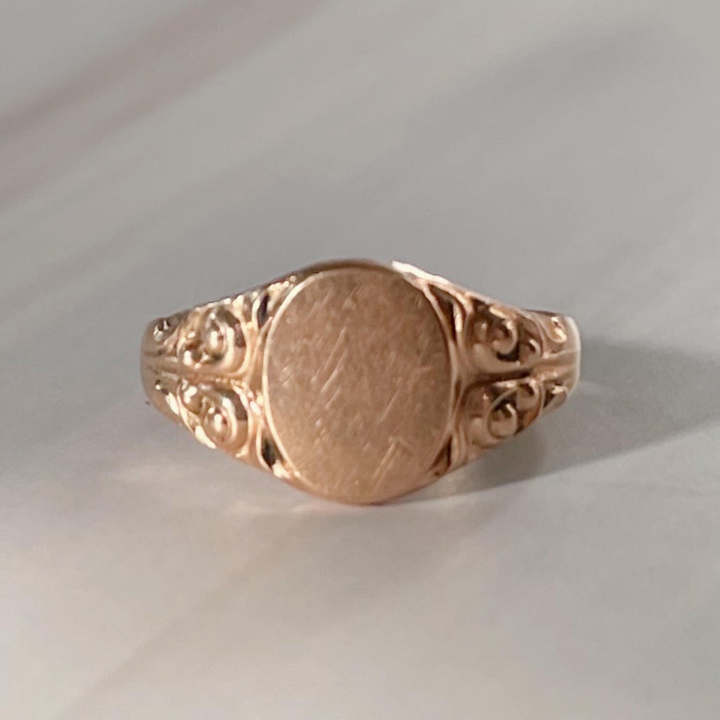 Victorian 10k Rose Gold Signet Baby Midi Ring