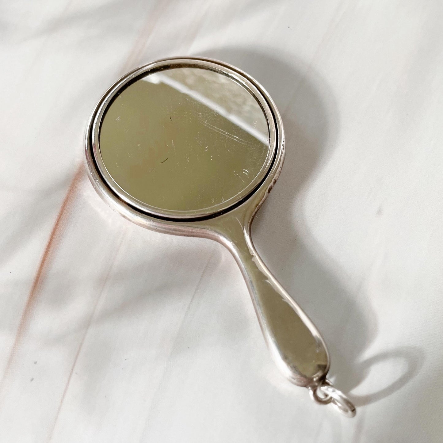 Edwardian Crisford & Norris Sterling Silver Chatelaine Miniature Mirror Pendant