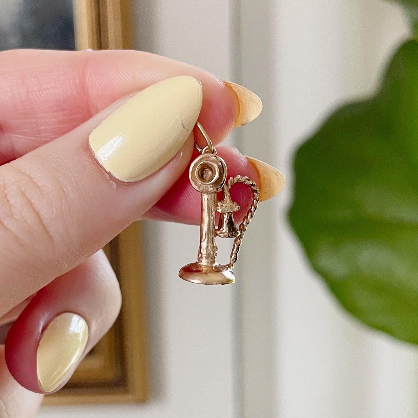 Vintage 14k Yellow Gold Candlestick Telephone Charm