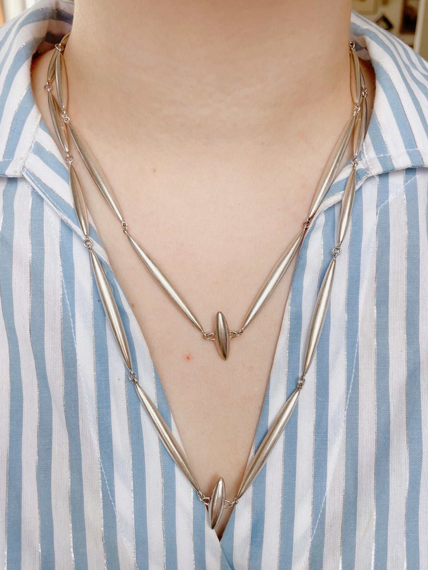 Vintage Ted Muehling Sterling Silver “Rice” Necklace