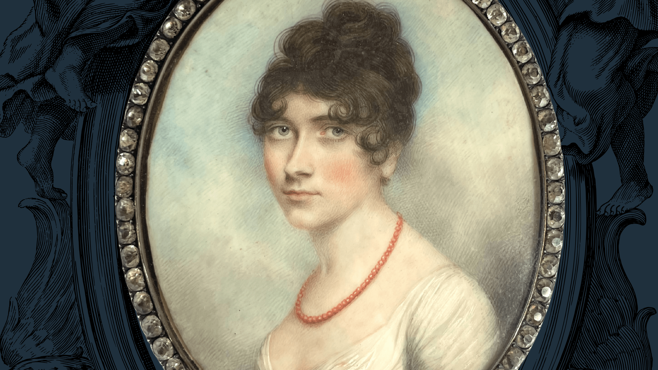 CCA's Current Digs: Regency-Era Girl with a Coral Necklace Miniature Portrait - Clover Collective Antiques