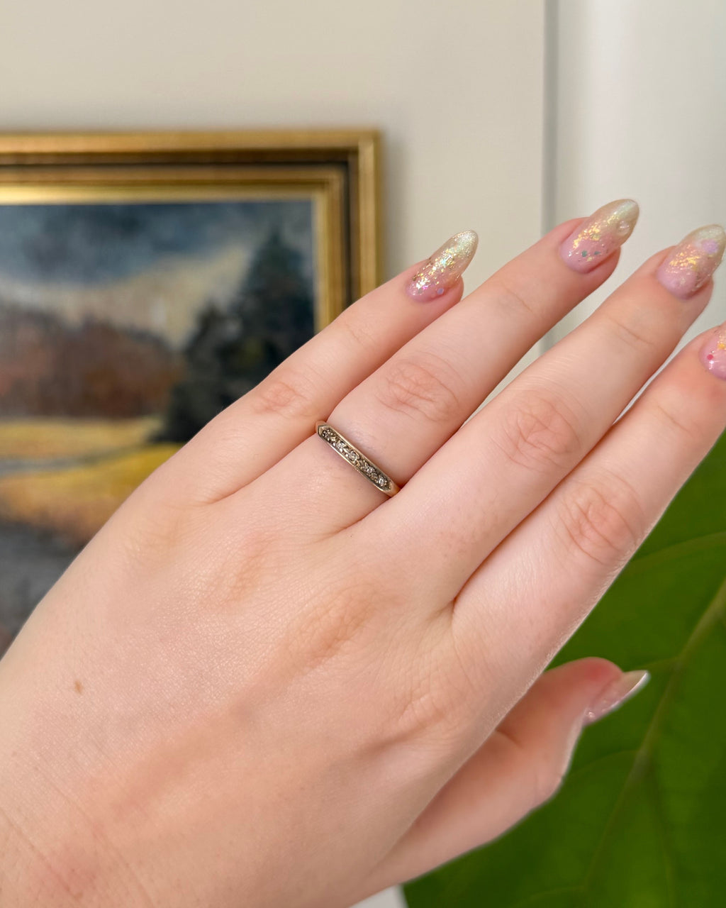 Retro 14k Two-Tone Gold and Diamond Band Ring