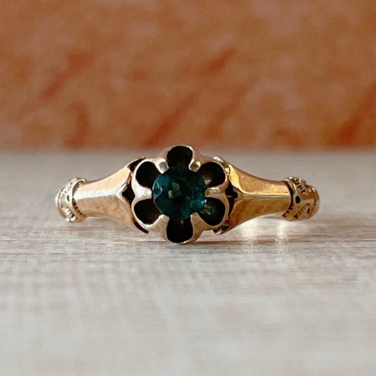 Victorian 10k Rose Gold and Tourmaline Midi Baby Ring