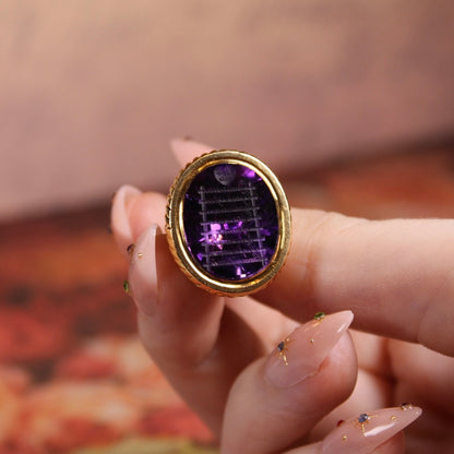 Antique Victorian Amethyst "Ladder of Virtues" Fob – Symbolic, Sentimental, Rare