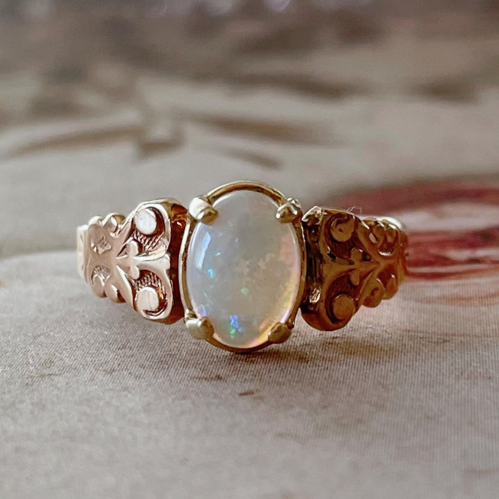 10k Rose Gold and Opal Ring - Clover Collective Antiques