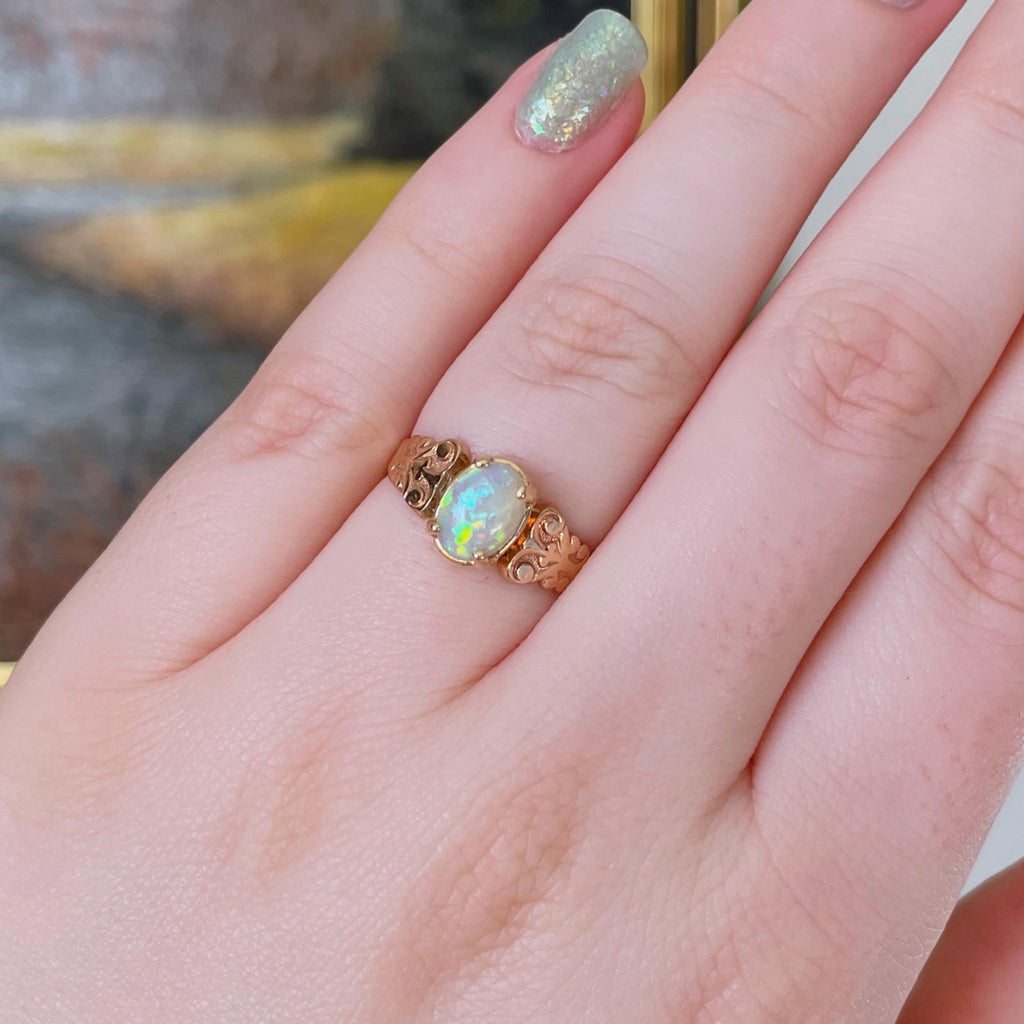 10k Rose Gold and Opal Ring - Clover Collective Antiques