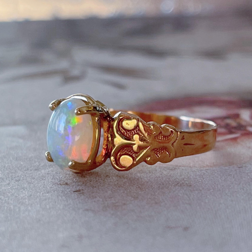 10k Rose Gold and Opal Ring - Clover Collective Antiques