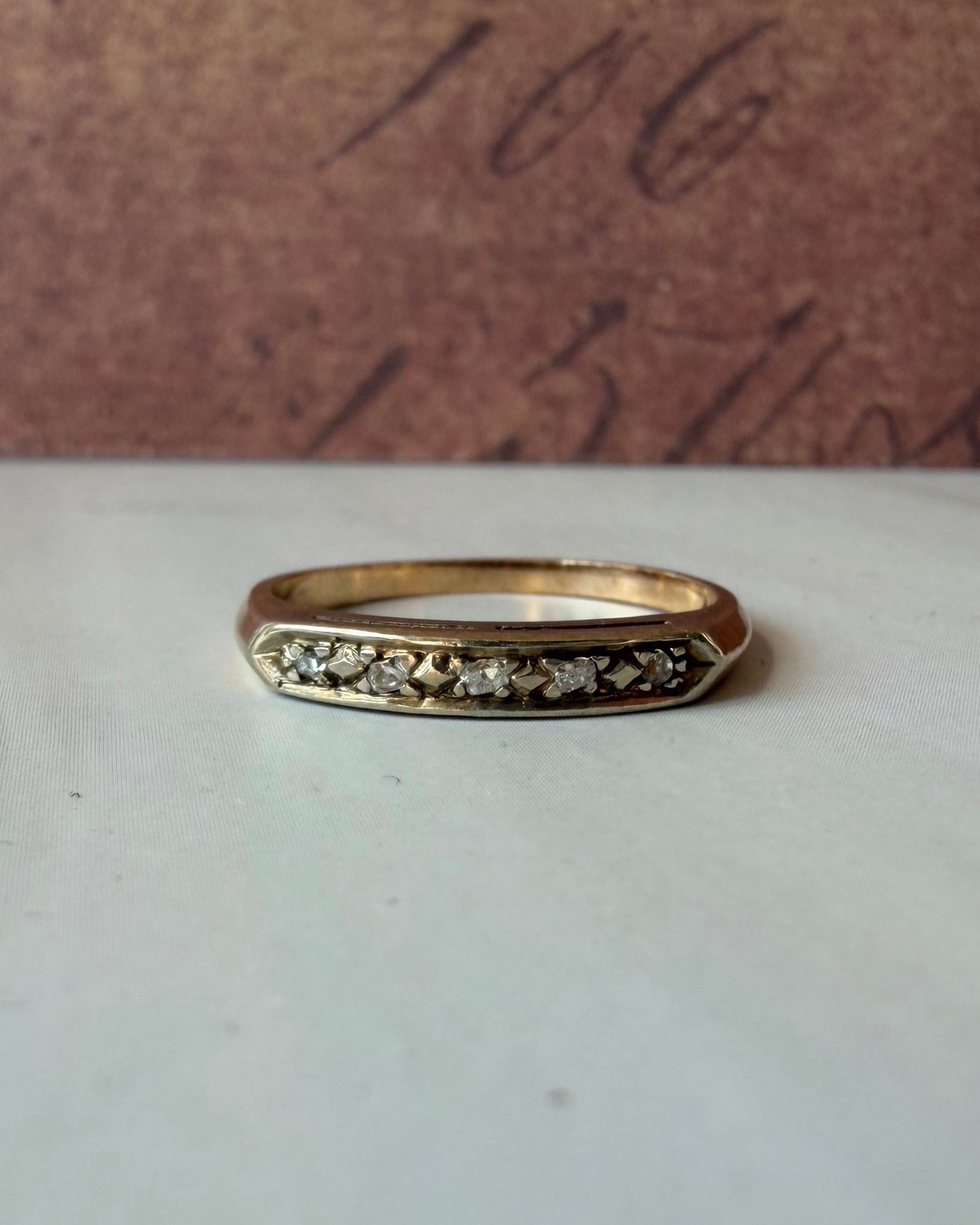 Retro 14k Two-Tone Gold and Diamond Band Ring