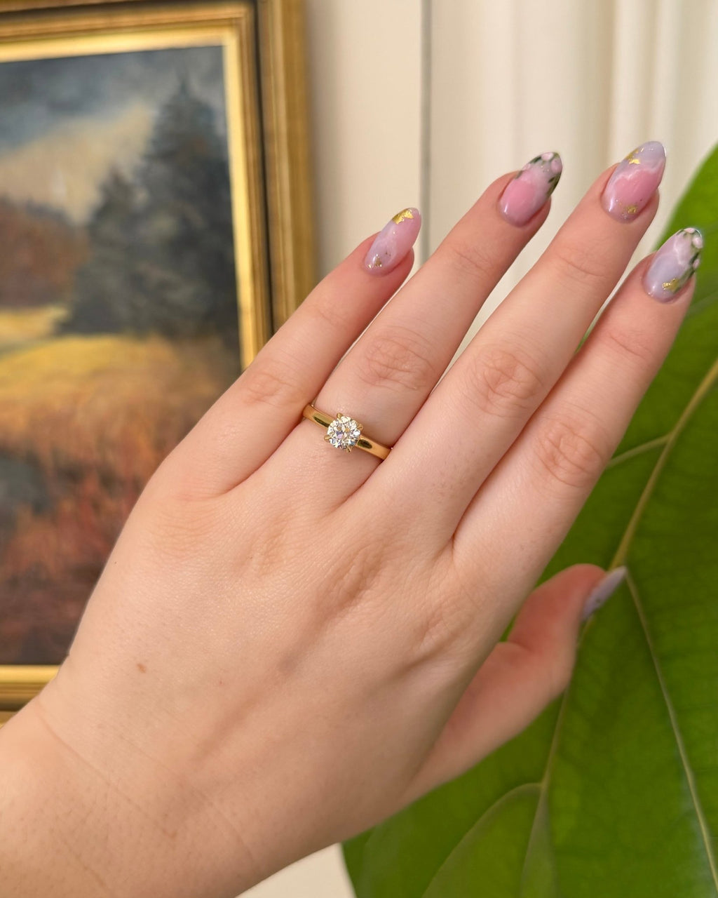 18k Yellow Gold 0.90 Carat Old European Cut Solitaire Ring - Clover Collective Antiques