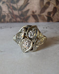 Late Art Deco 14k White and Diamond Toi et Moi Dinner Ring