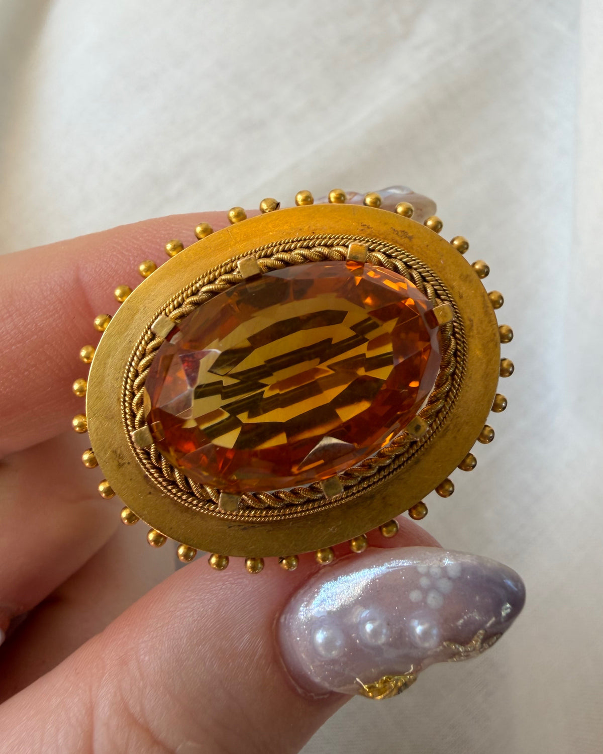 Victorian 15k Yellow Bloomed Gold and Citrine Brooch