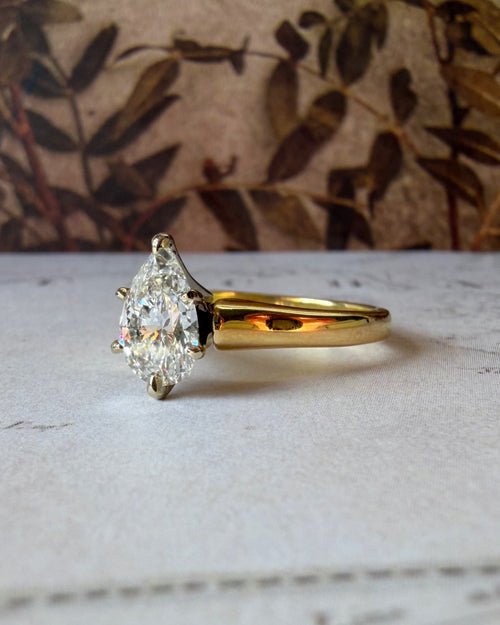 Vintage 14k Two-Tone 1.20 Carat Pear Cut Diamond Solitaire Ring