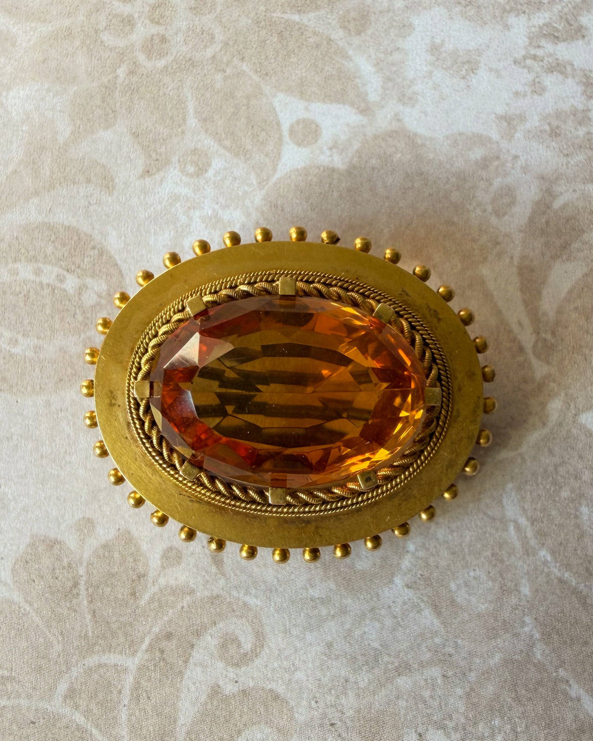 Victorian 15k Yellow Bloomed Gold and Citrine Brooch