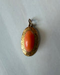 Victorian 14k Yellow Gold and Coral Charm Pendant