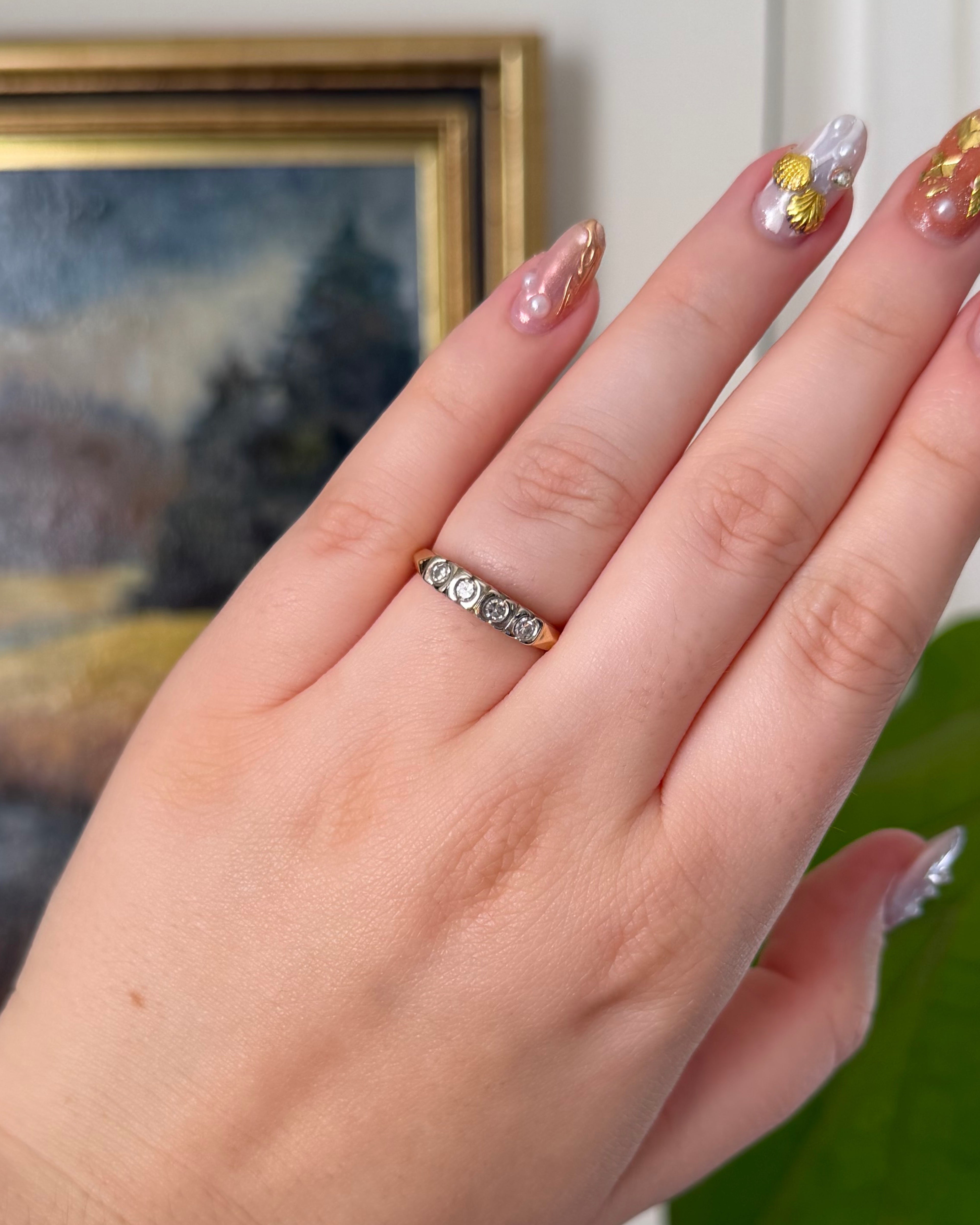 Retro Karlan, Bleicher & Naiman Company 14k Two-Tone Gold and Diamond Band Ring