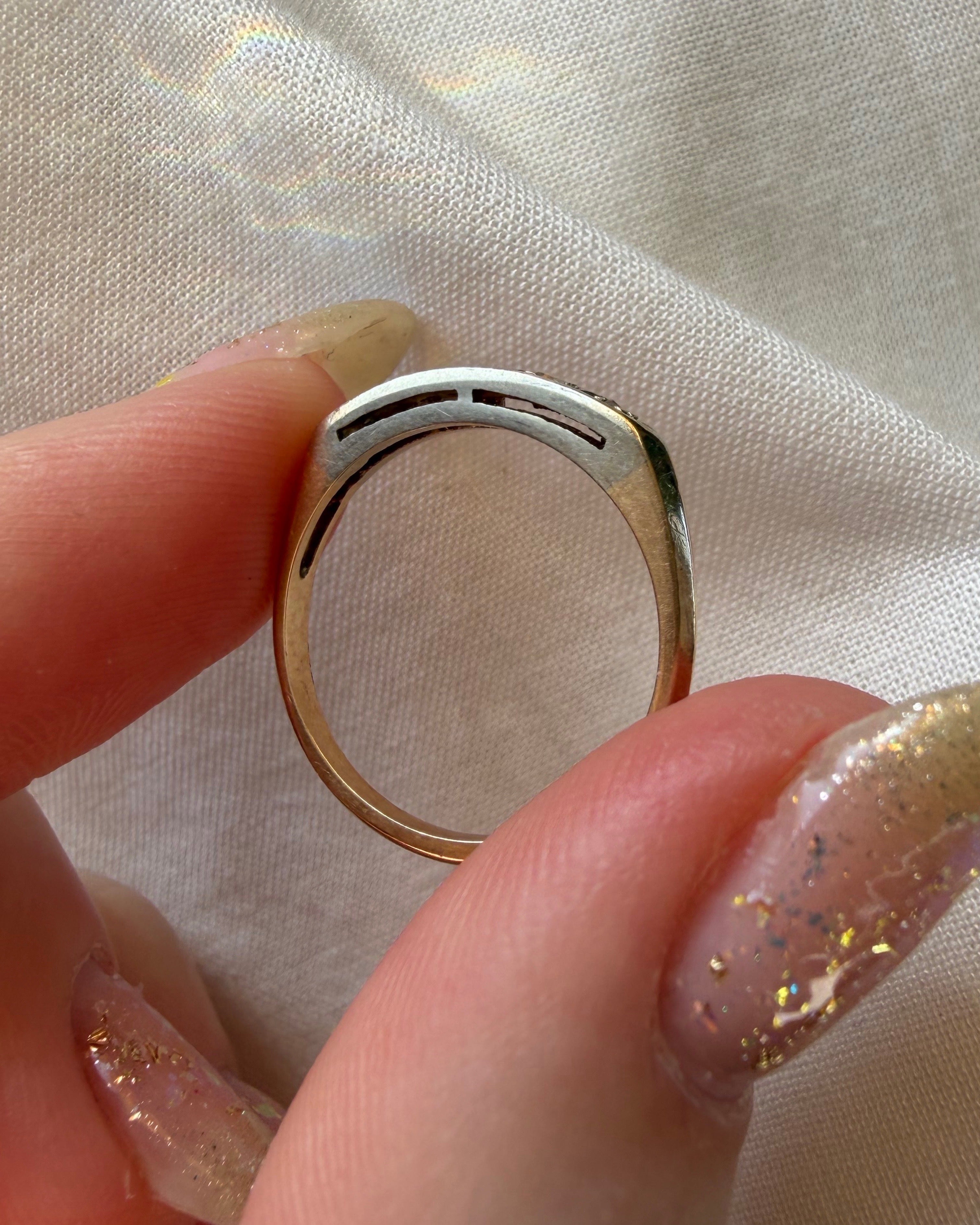 Retro 14k Two-Tone Gold and Diamond Band Ring