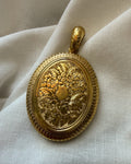 Victorian 18k Yellow Gold Floral Engraved Filigree Large Locket Pendant