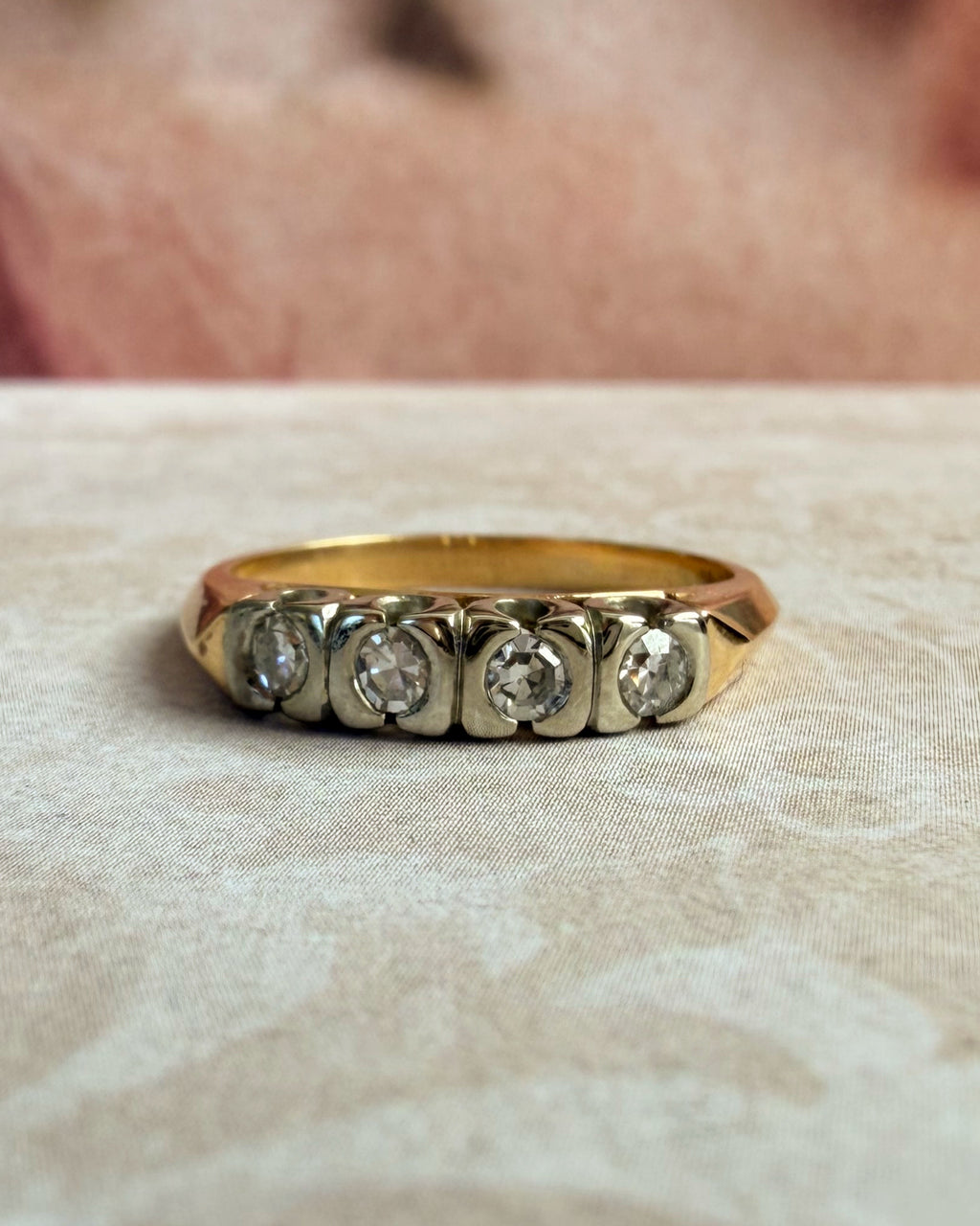 Retro Karlan, Bleicher & Naiman Company 14k Two-Tone Gold and Diamond Band Ring