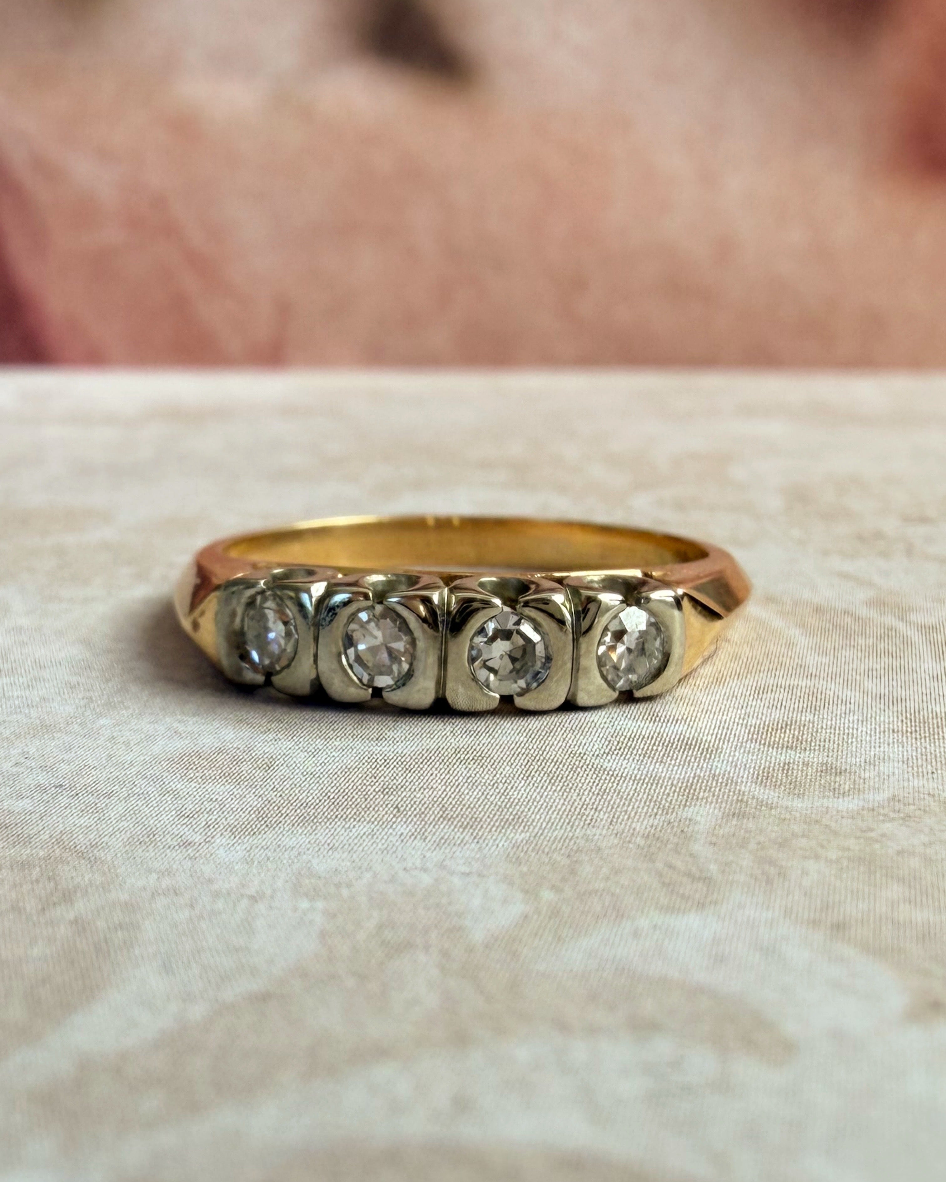 Retro Karlan, Bleicher & Naiman Company 14k Two-Tone Gold and Diamond Band Ring