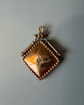 Victorian 10k Rose Gold and Old Mine Cut Diamond Star Square Locket Pendant