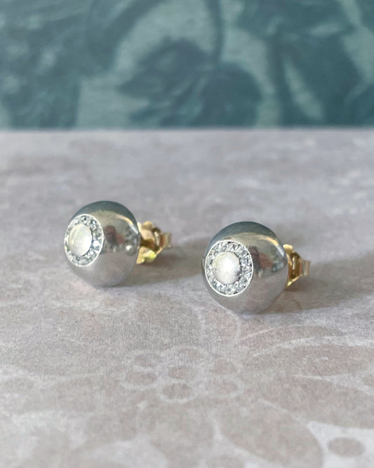 Art Deco Platinum and Old Mine Cut Diamond Stud Earrings