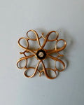 Vintage Robbins Company Avon 10k Yellow Gold, White Sapphire, and Black Enamel Brooch