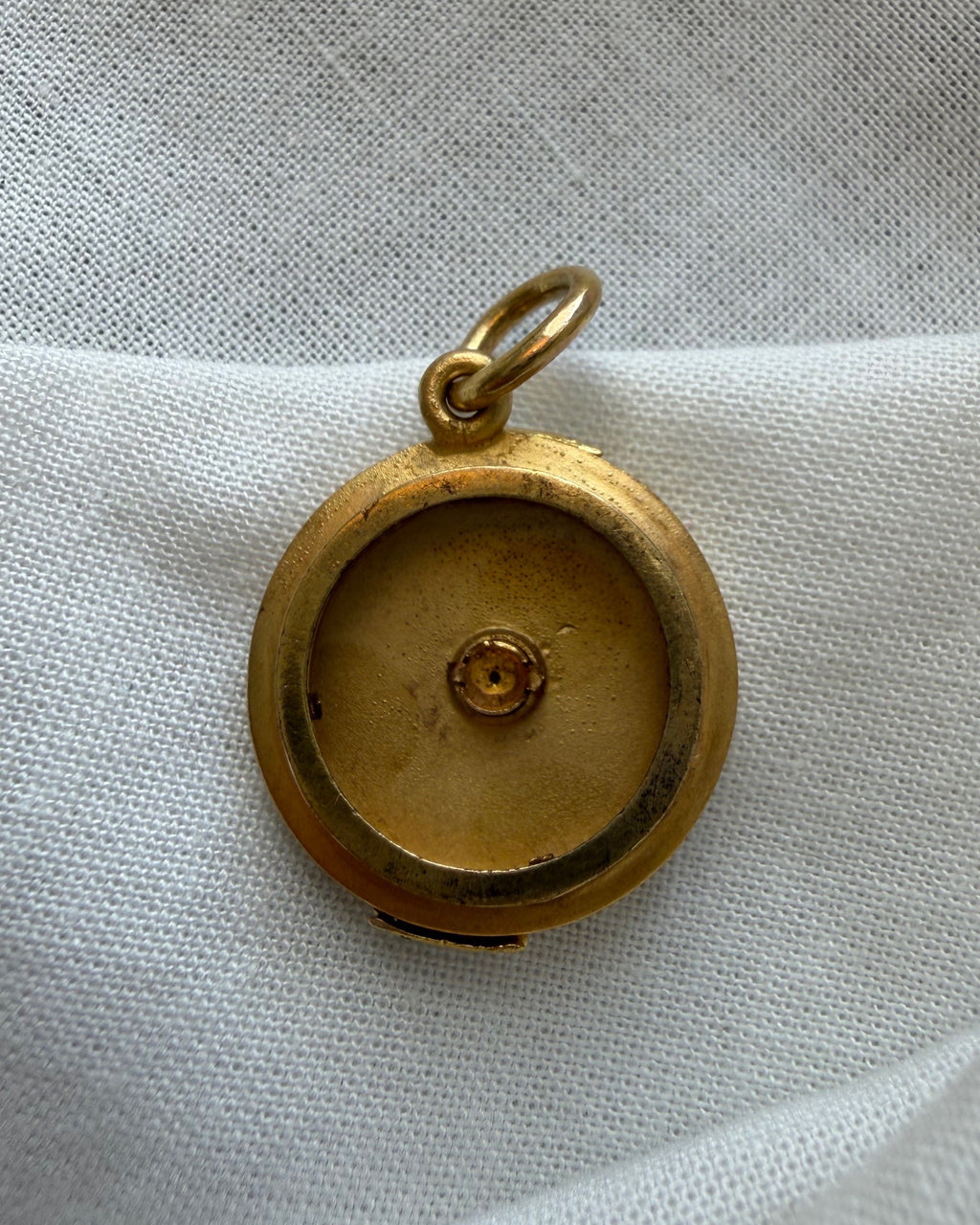 Victorian 14k Yellow Bloomed Gold, Pearl, and Enamel Locket Pendant