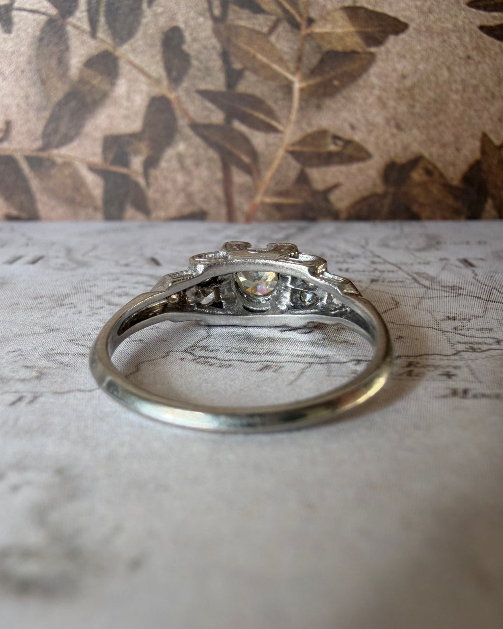 Art Deco Schless Brod & Co. Platinum and Diamond “Horseshoe” Ring