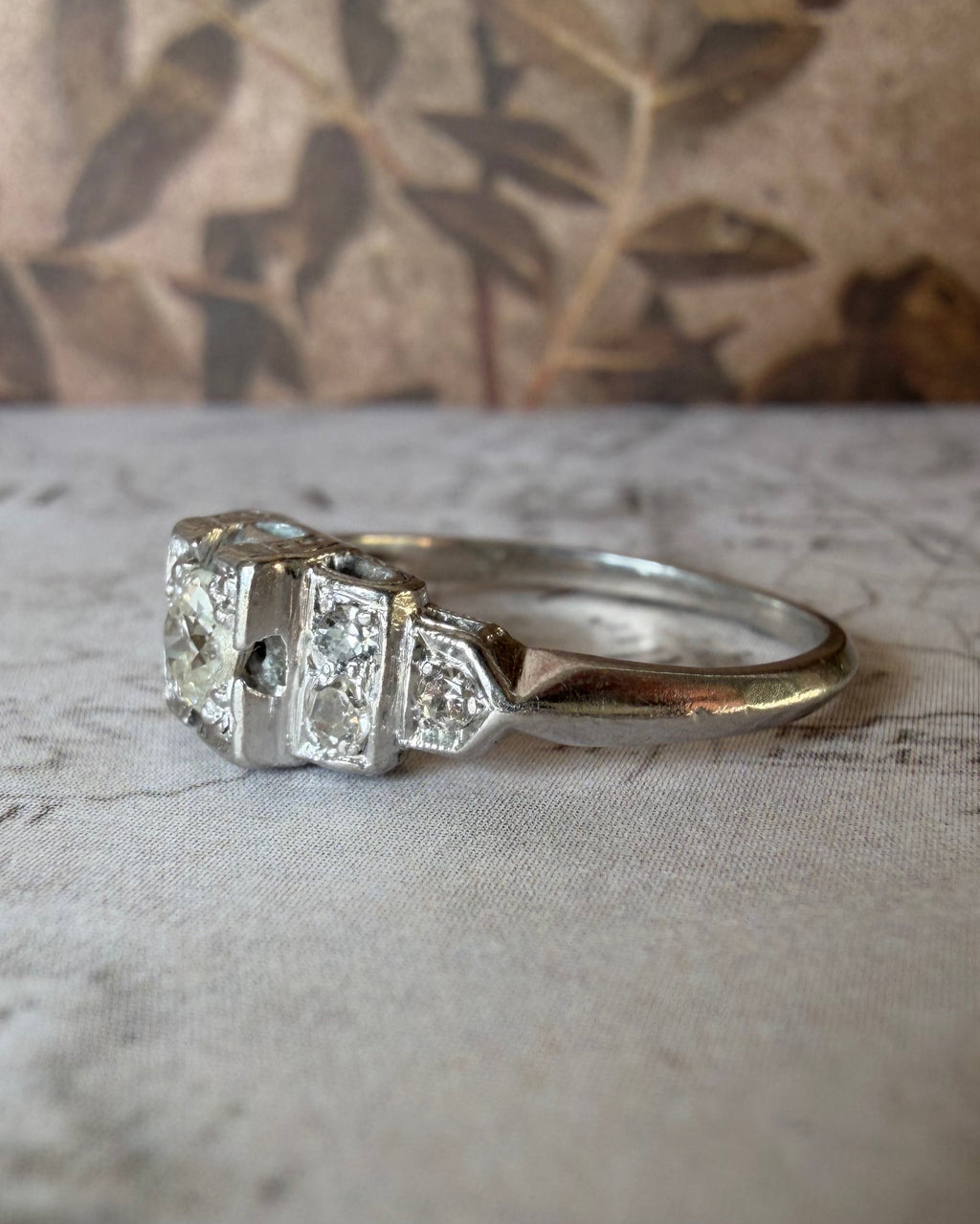 Art Deco Schless Brod & Co. Platinum and Diamond “Horseshoe” Ring