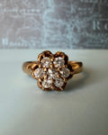 Victorian 10k Rose Gold and Old Mine Cut Diamond Cluster Ring