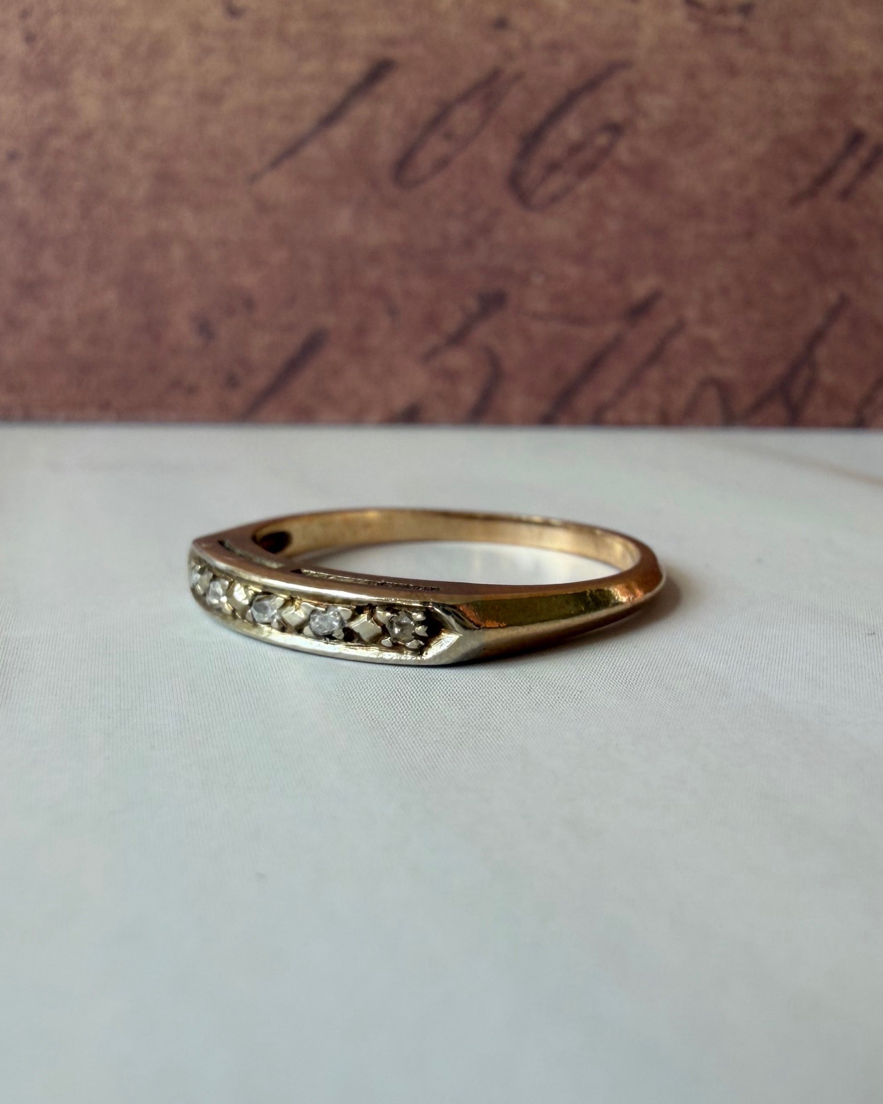 Retro 14k Two-Tone Gold and Diamond Band Ring