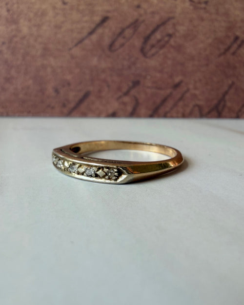 Retro 14k Two-Tone Gold and Diamond Band Ring