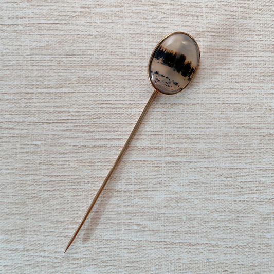 Victorian 14k Rose Gold and Agate Stickpin