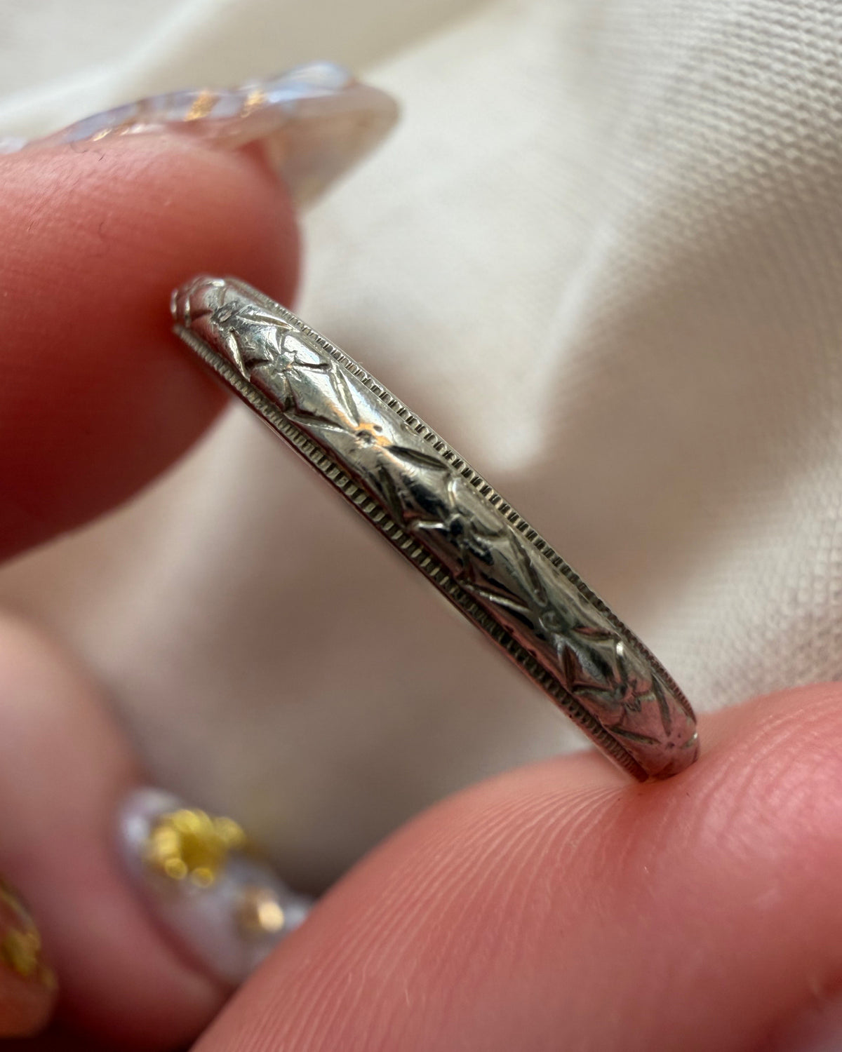 Art Deco 18k White Gold Orange Blossom 2.3 mm Band Ring