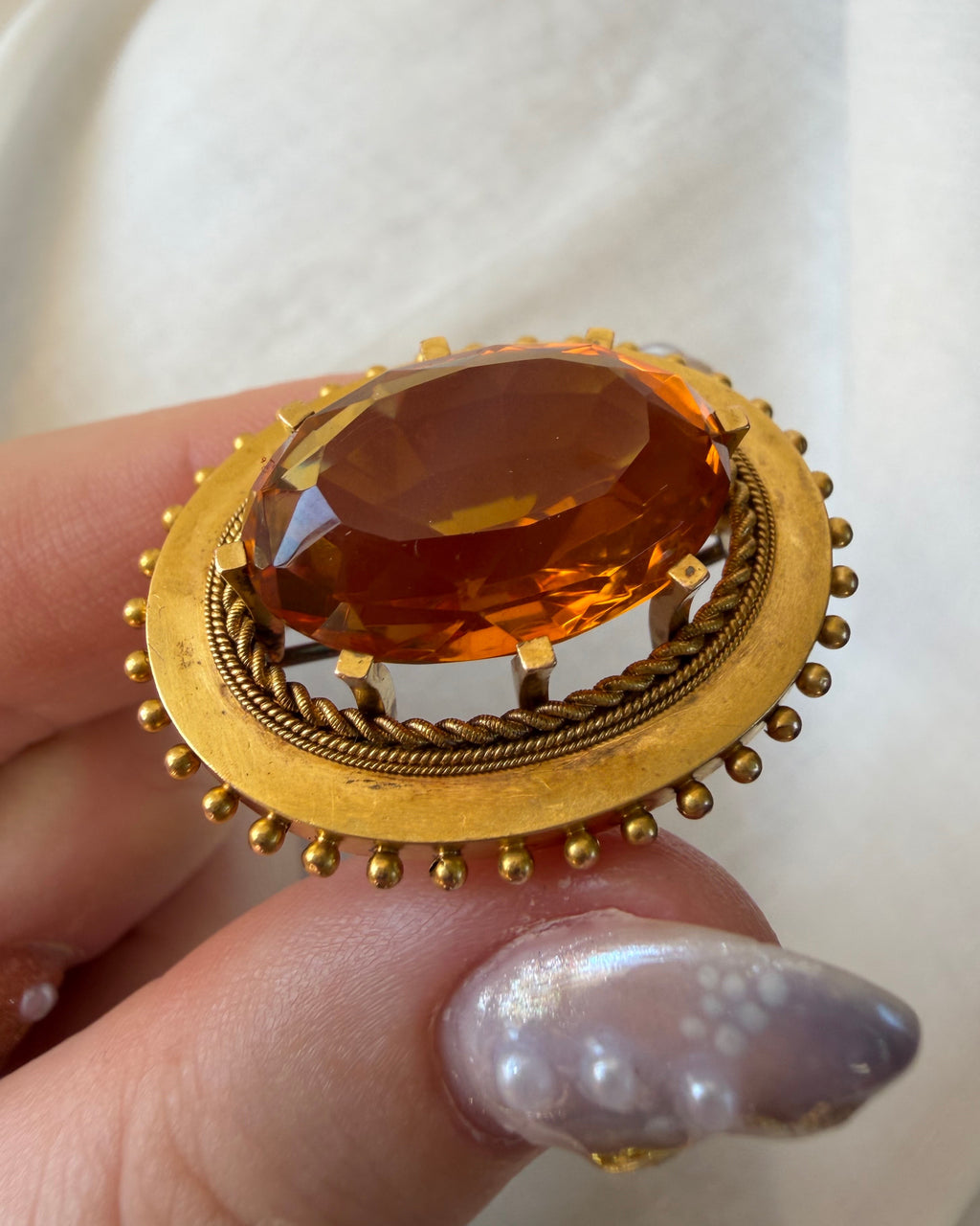 Victorian 15k Yellow Bloomed Gold and Citrine Brooch