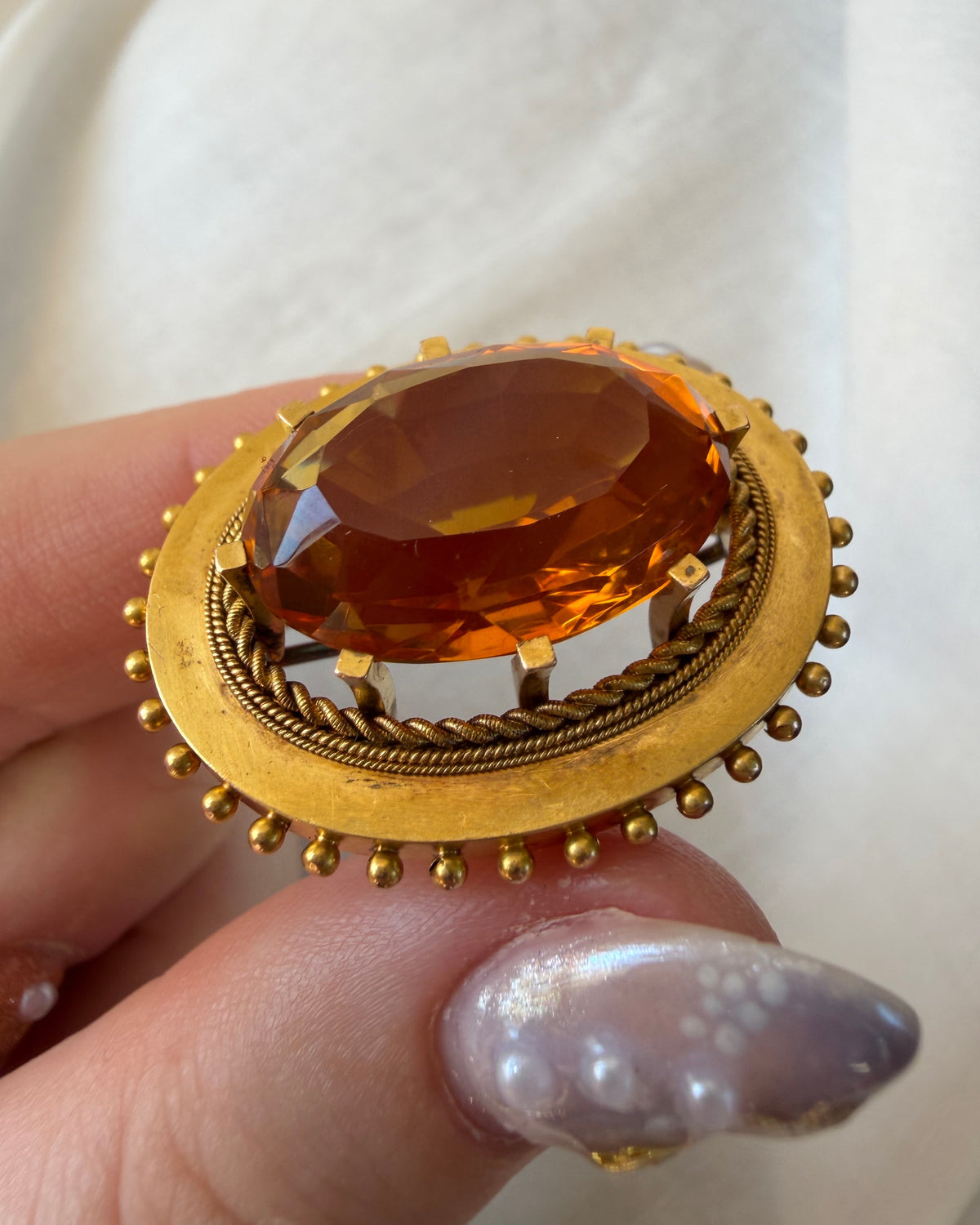Victorian 15k Yellow Bloomed Gold and Citrine Brooch