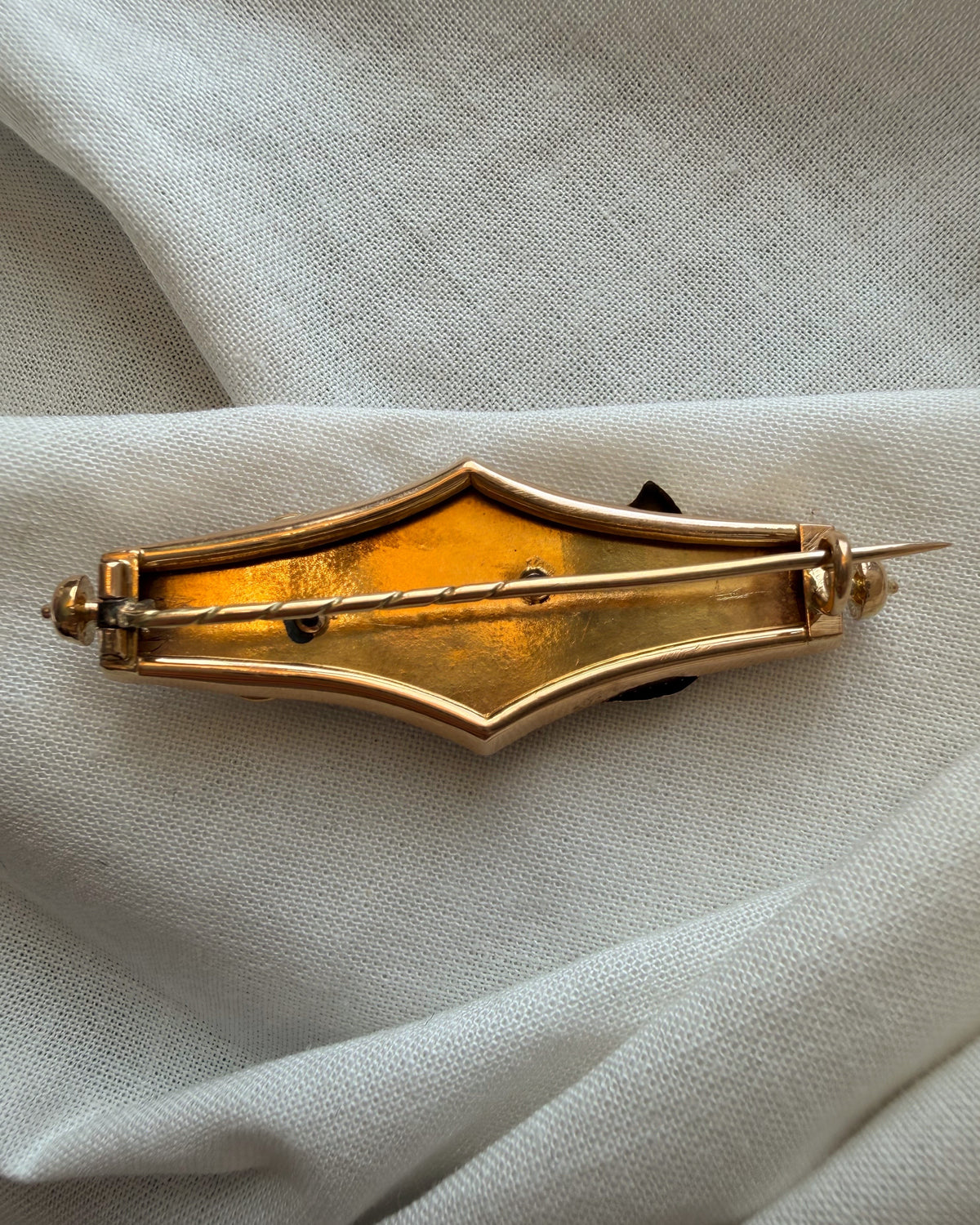 Victorian 14k Bloomed Two-Tone Gold, Turquoise, and Pearl Buckle Brooch