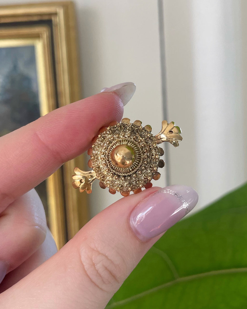 Georgian 18k Yellow Gold Cannetille Brooch