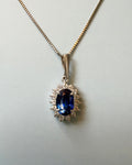 Vintage Platinum and 1.34 Carat Sapphire Cluster Box Chain Pendant Necklace