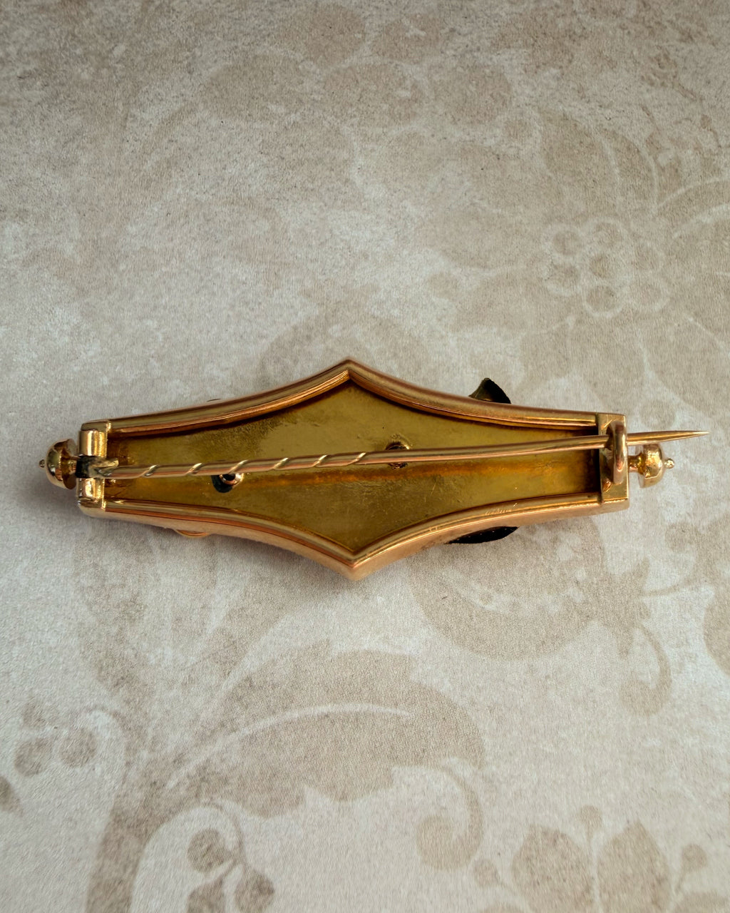 Victorian 14k Bloomed Two-Tone Gold, Turquoise, and Pearl Buckle Brooch