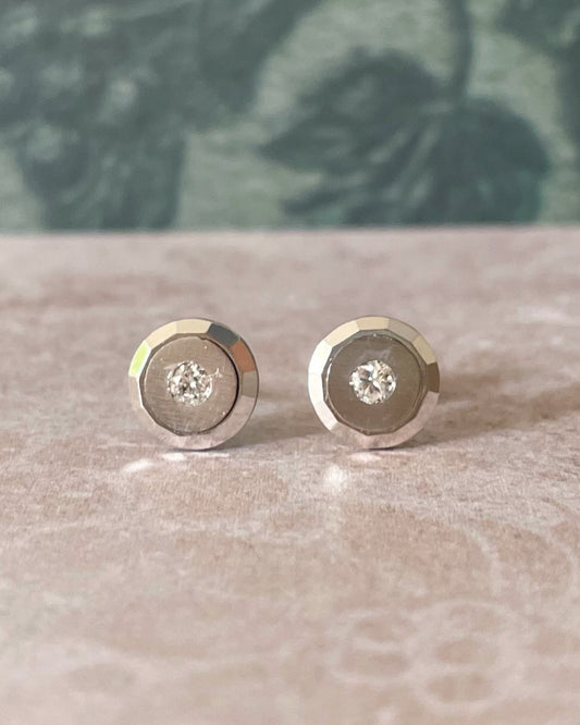 Art Deco 18k White Gold and Diamond Stud Earrings