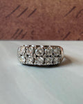 Vintage 14k White Gold and Diamond Double Row Ring