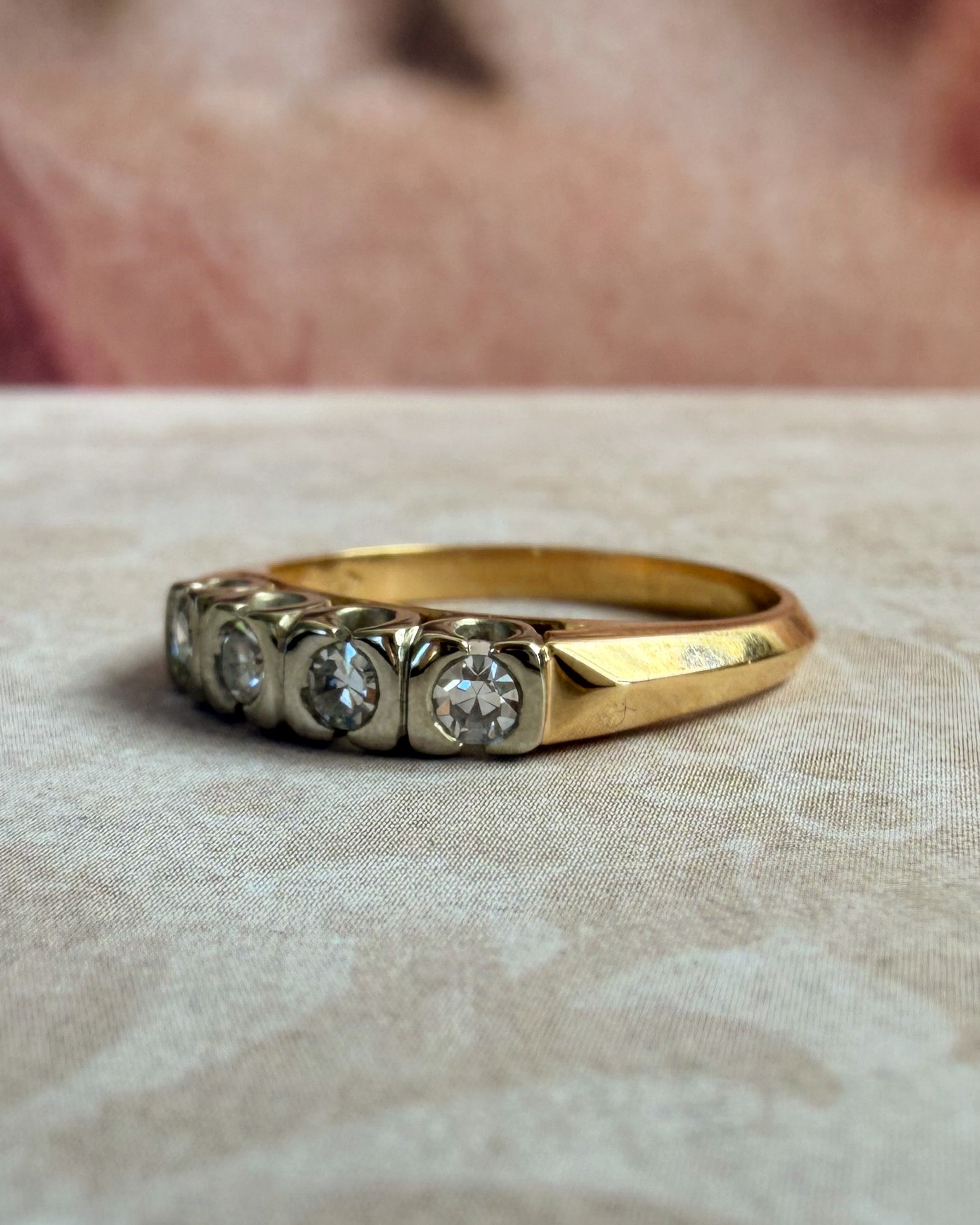 Retro Karlan, Bleicher & Naiman Company 14k Two-Tone Gold and Diamond Band Ring
