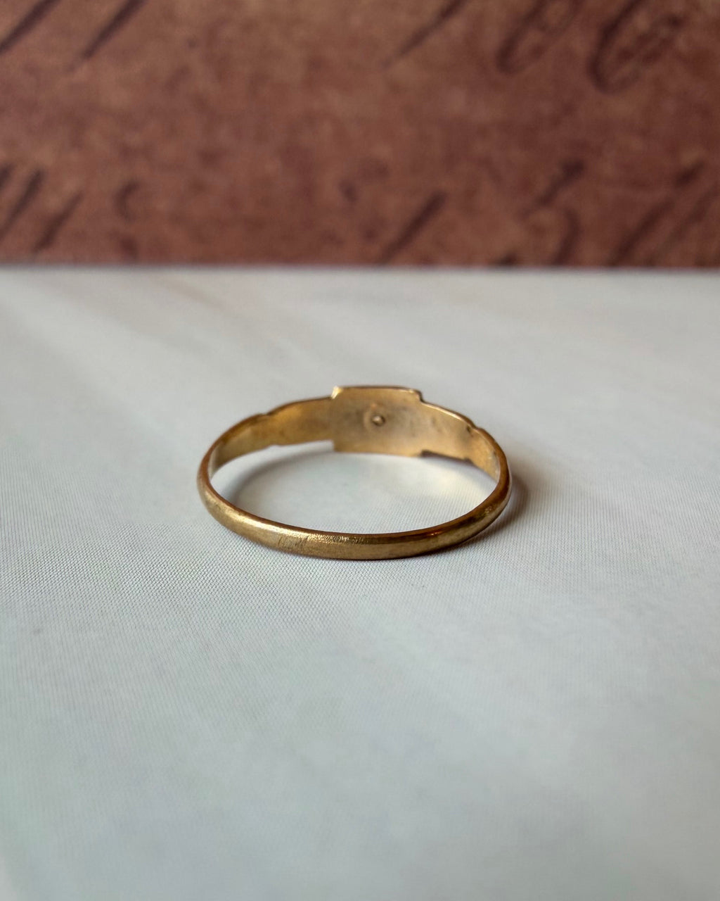 Edwardian Ostby and Barton 10k Yellow Gold and Red Glass Baby Midi Ring