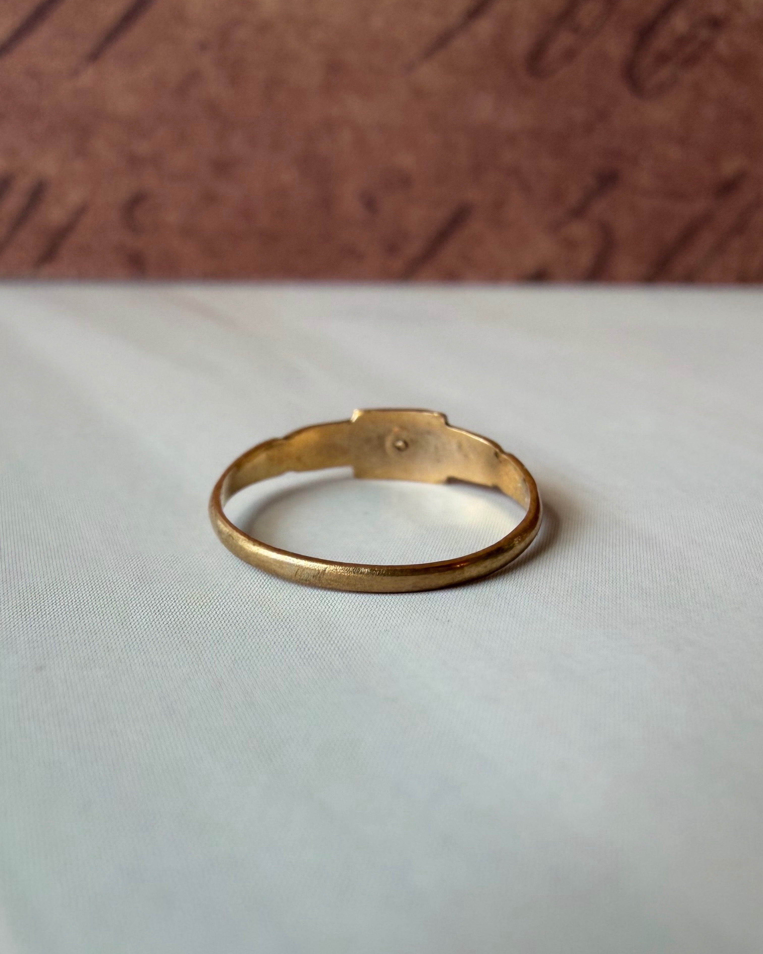 Edwardian Ostby and Barton 10k Yellow Gold and Red Glass Baby Midi Ring