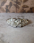 Art Deco Schless Brod & Co. Platinum and Diamond “Horseshoe” Ring